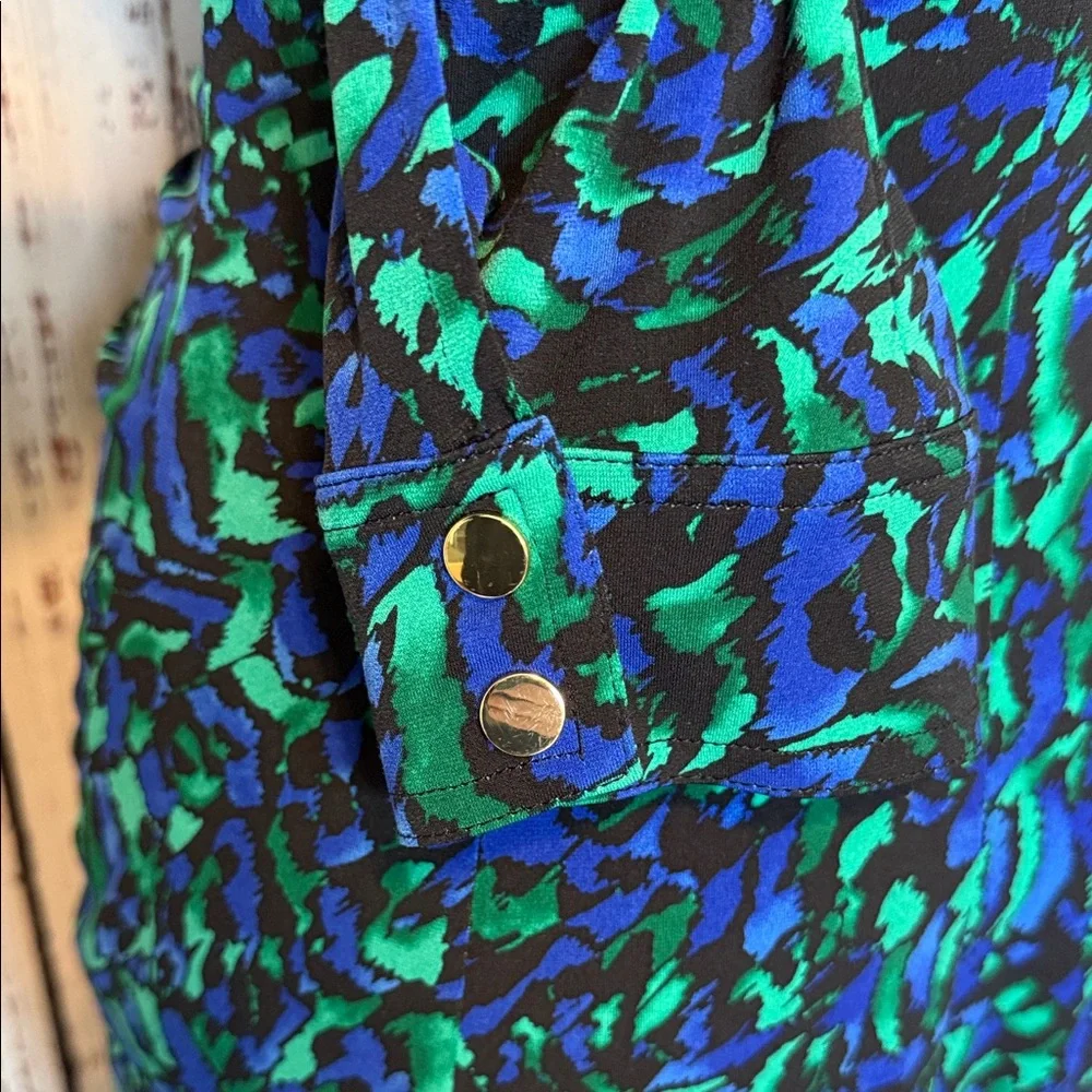 Cache Blue Green‎ Abstract Long-Sleeve Button Dress - Picture 5 of 7